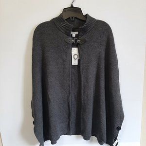 Croft & Barrow Gray Knitted Shawl Wrap With Latch Front & Button Sides